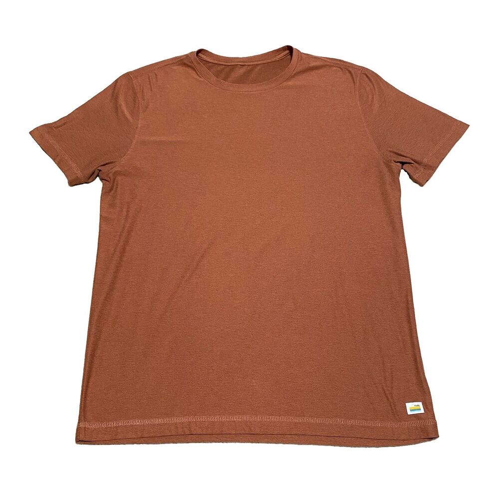 Vuori Strato Tech T-Shirt Mens M Orange Short Sleeve Performance Active Stretch